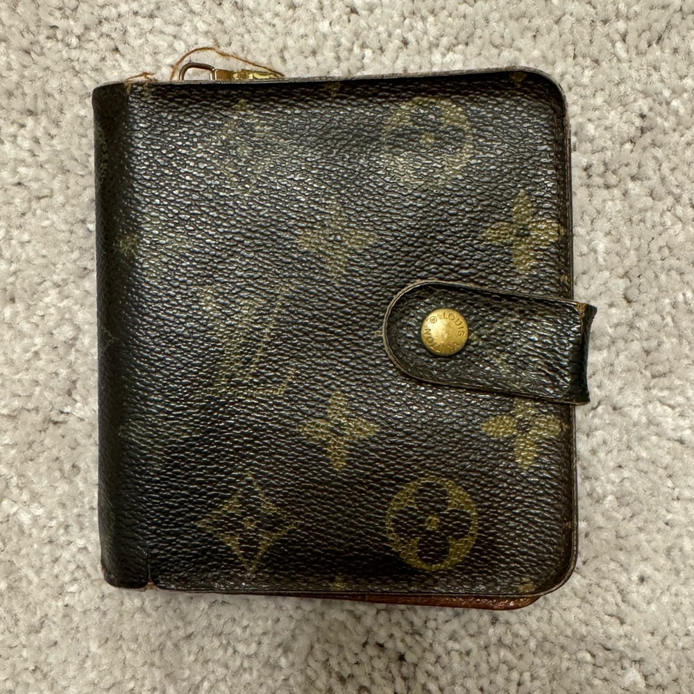 Louis Vuitton Compact Monogram Wallet with coin zip and snap